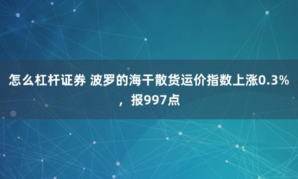 怎么杠杆证券 波罗的海干散货运价指数上涨0.3%，报997点