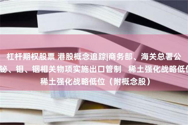 杠杆期权股票 港股概念追踪|商务部、海关总署公布对钨、碲、铋、钼、铟相关物项实施出口管制   稀土强化战略低位（附概念股）