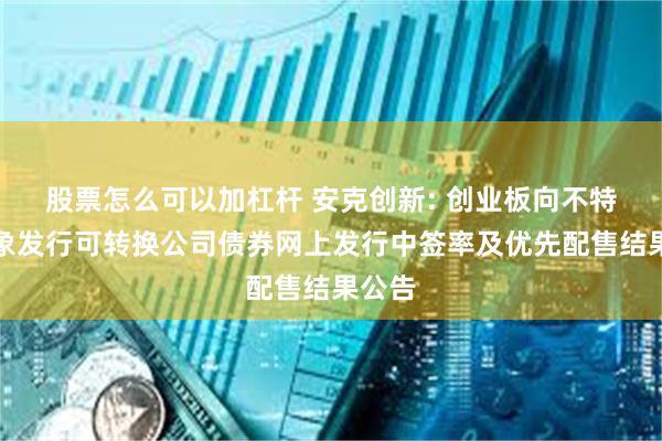 股票怎么可以加杠杆 安克创新: 创业板向不特定对象发行可转换公司债券网上发行中签率及优先配售结果公告