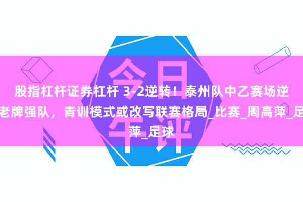 股指杠杆证券杠杆 3-2逆转！泰州队中乙赛场逆袭老牌强队，青训模式或改写联赛格局_比赛_周高萍_足球